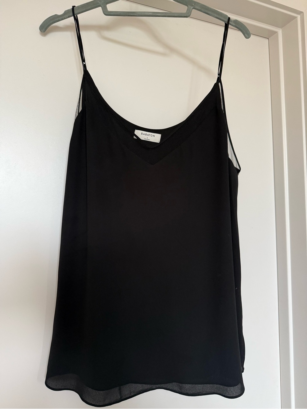 Aritzia Babaton Black V-Neck Satin Cami Tank